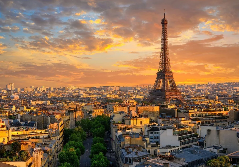 Eiffel Tower in Paris at sunset, a popular stop on France tours